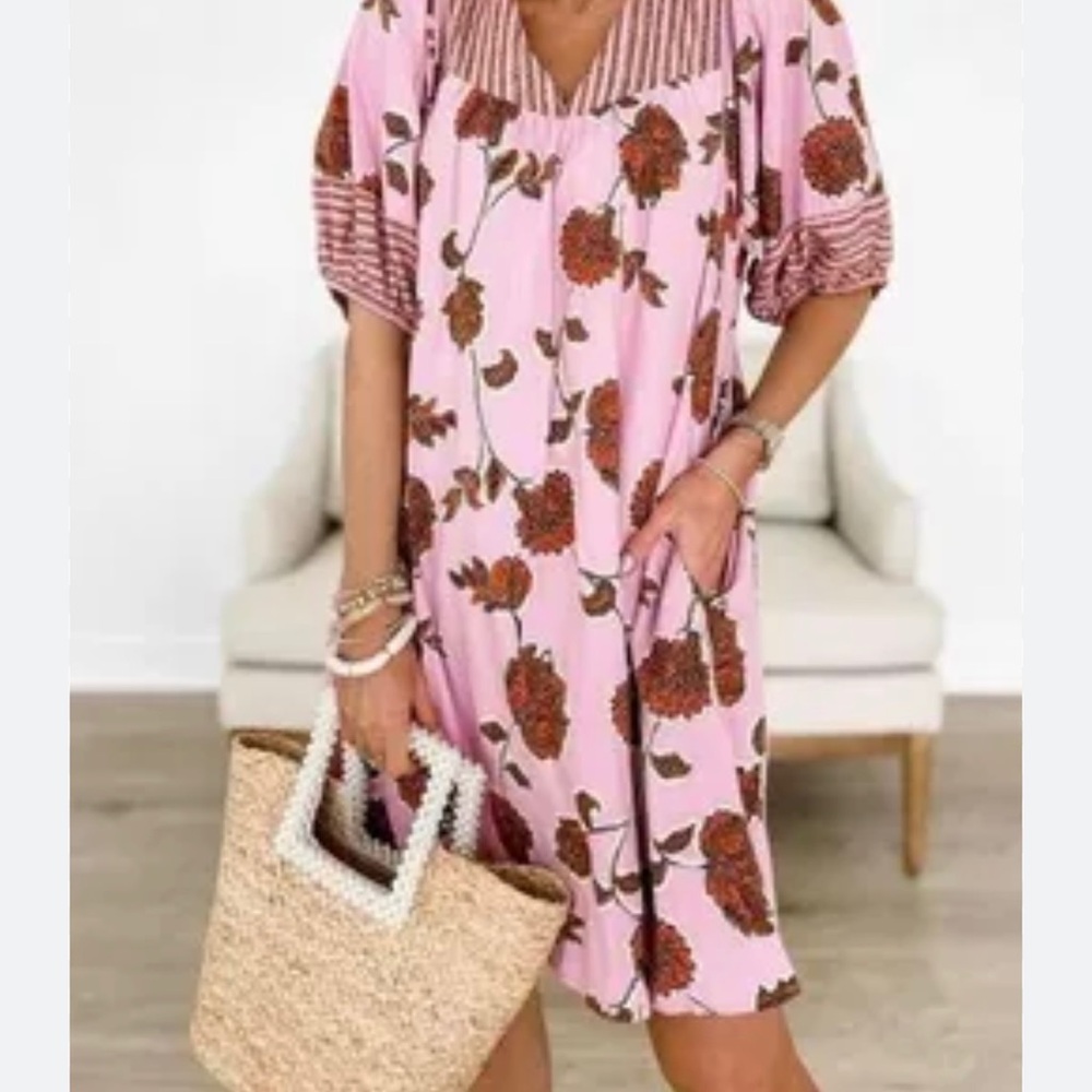 Knox Rose Puff Sleeve Dress with pockets